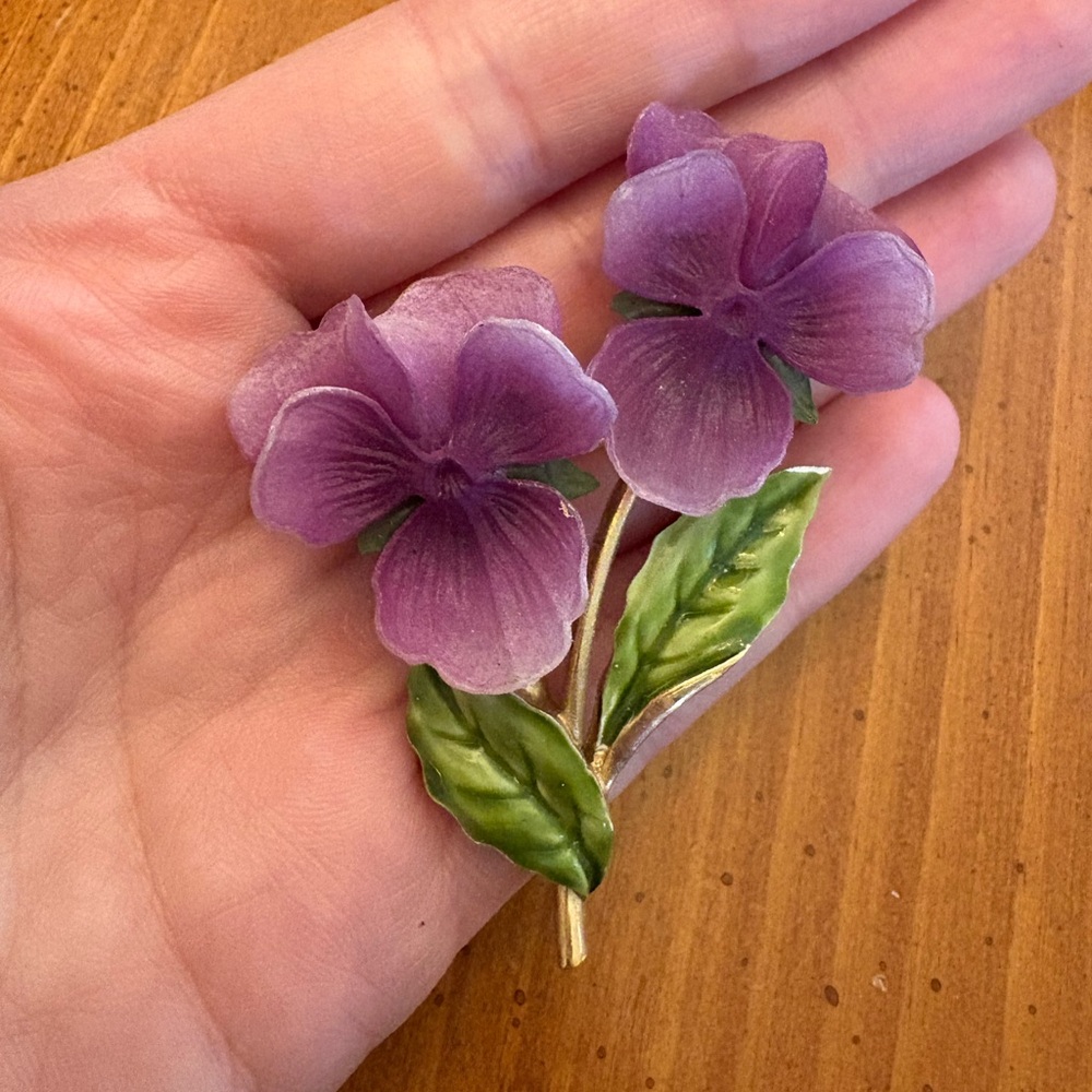 Vintage Pansies Floral Brooch